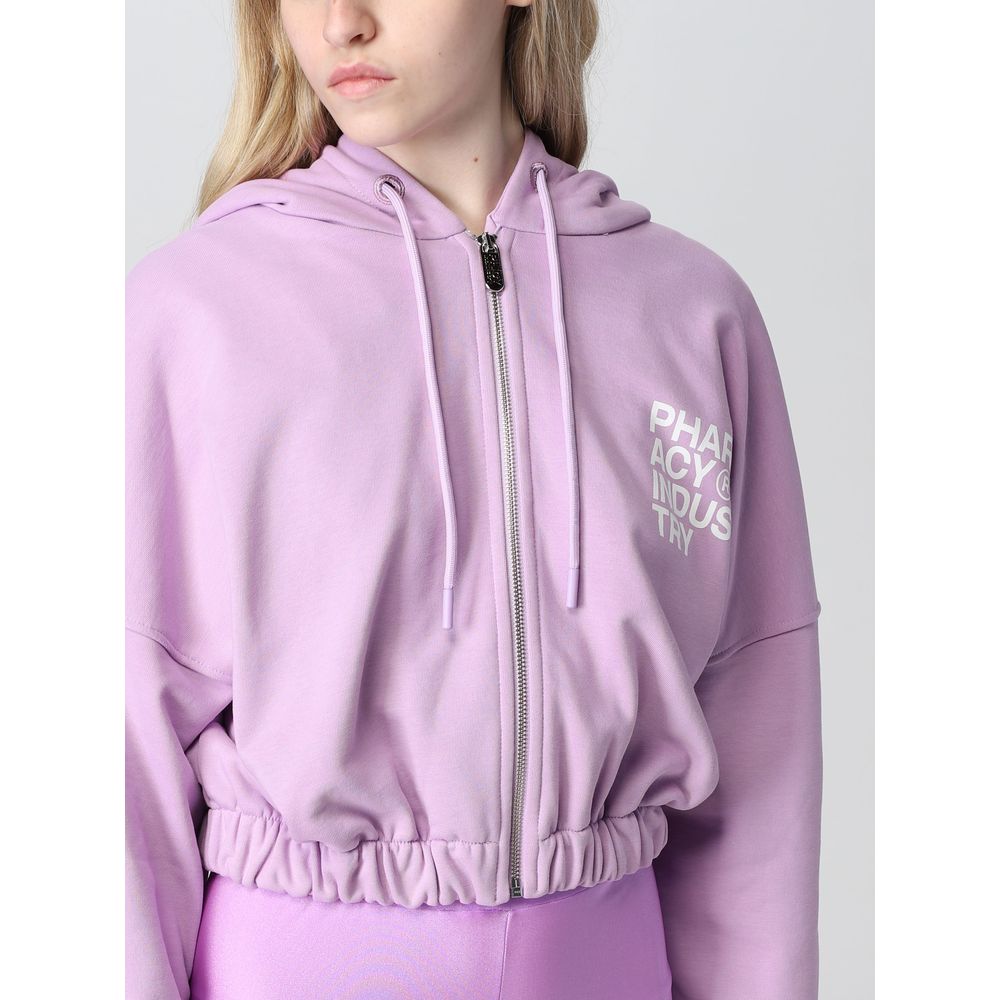 Sweat à capuche en coton violet pelucheux de l'industrie pharmaceutique avec fermeture éclair