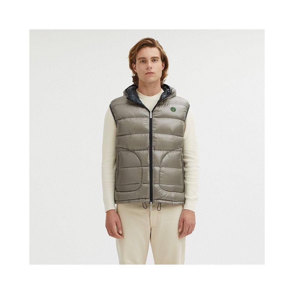 Gilet à capuche réversible en duvet d'oie Centogrammi en gris