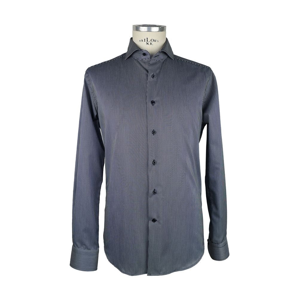 Chemise élégante à rayures noires Milano Made in Italy pour homme