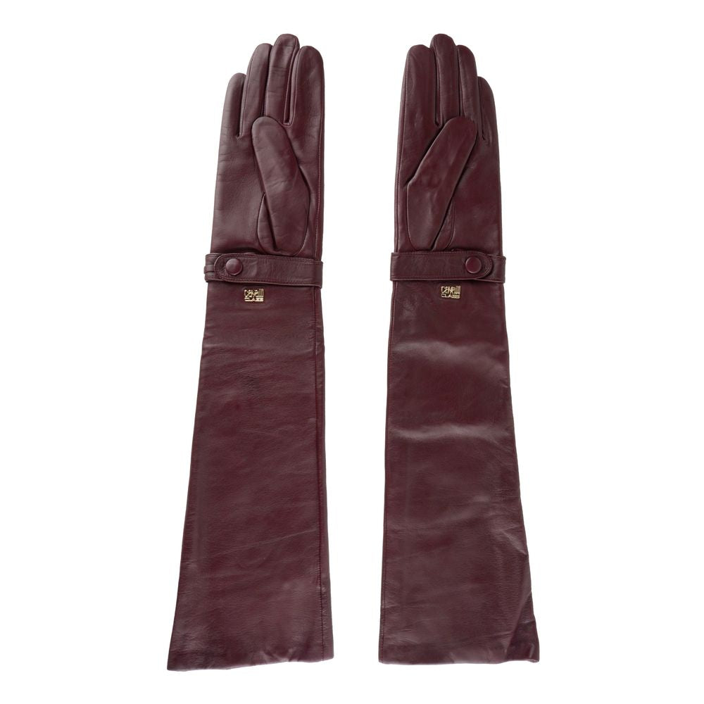 Cavalli Class Gants élégants en cuir d'agneau en rose éclatant