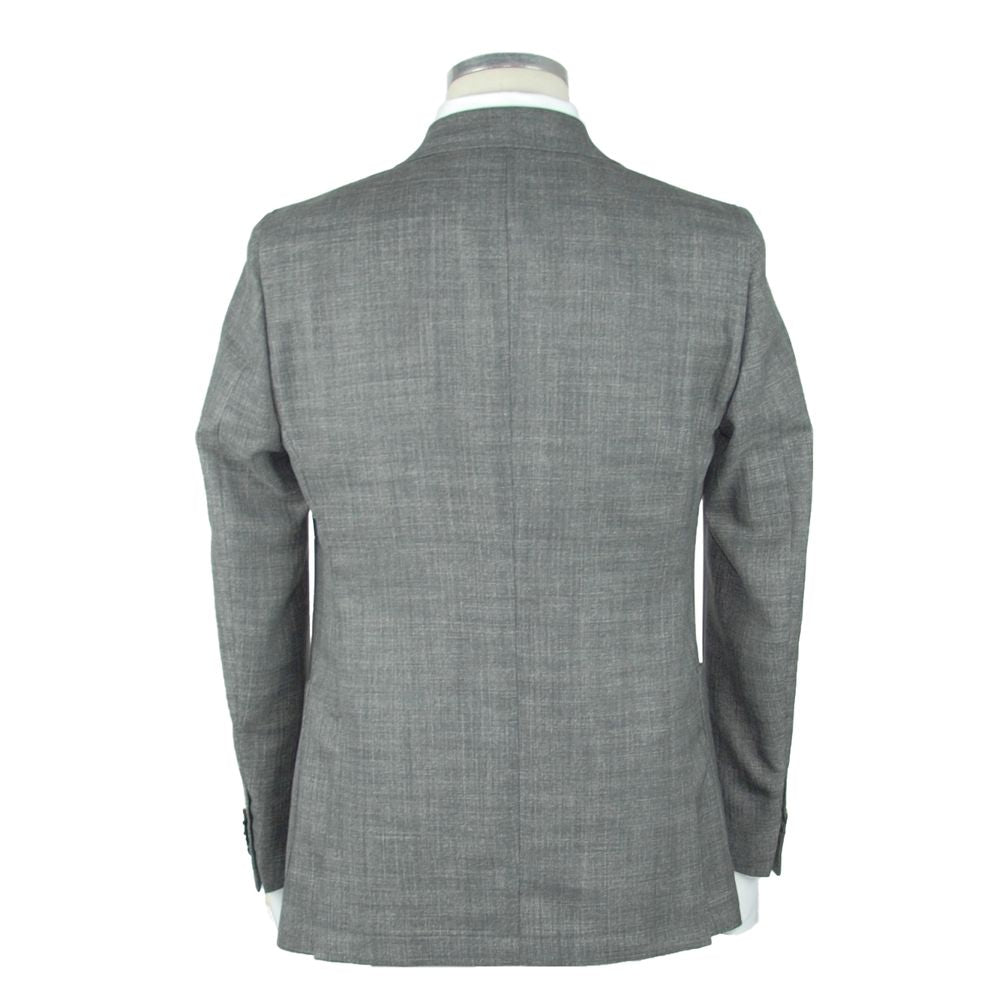 Emilio Romanelli élégant blazer slim gris en laine et lin mélangés