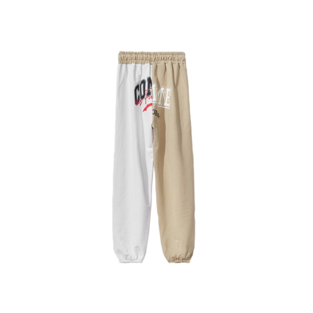 Comme Des Fuckdown Chic Pantalon de survêtement bicolore beige avec cordon de serrage