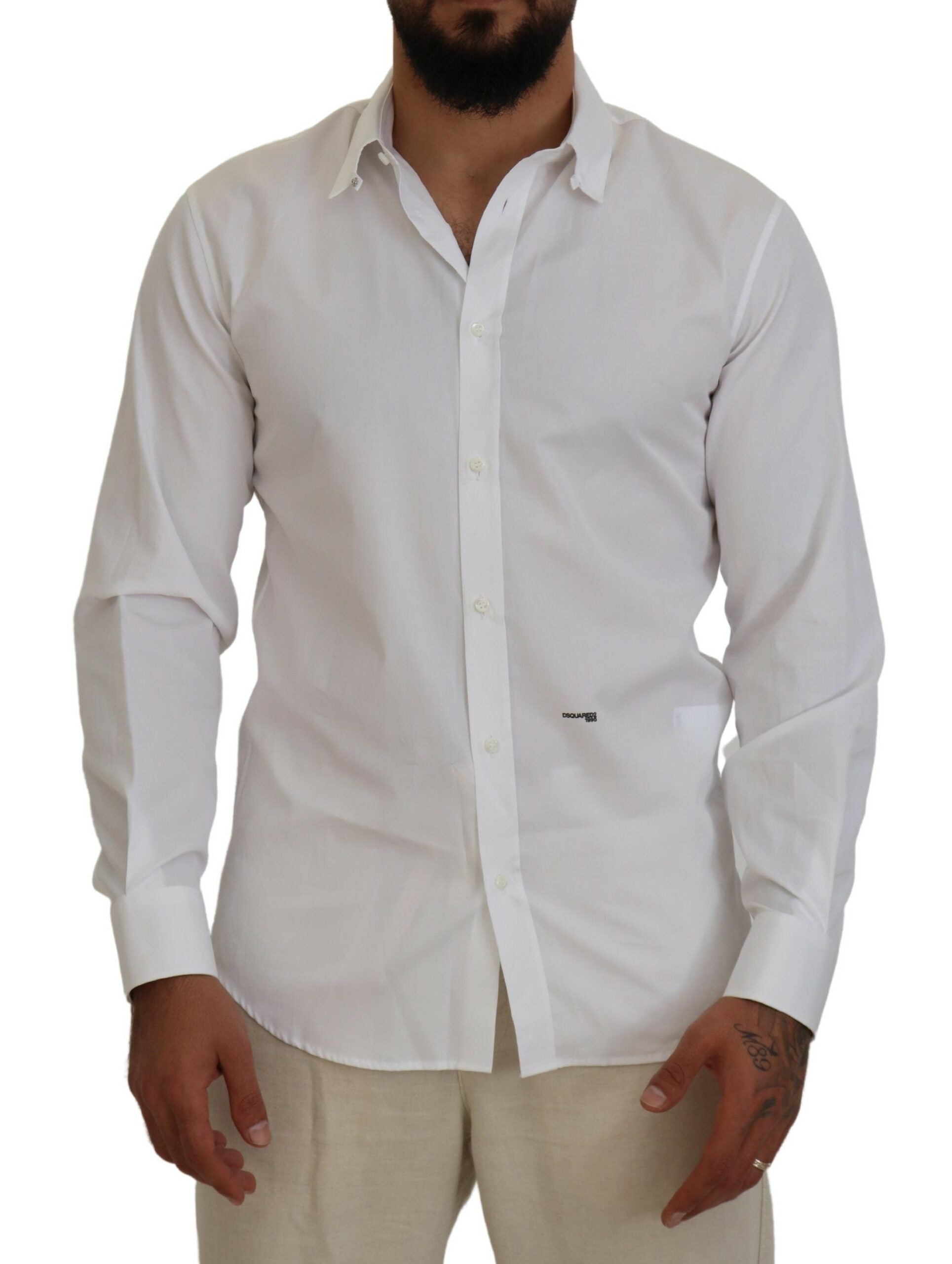 Dsquared² White Cotton Collared Long Sleeves Formal Shirt