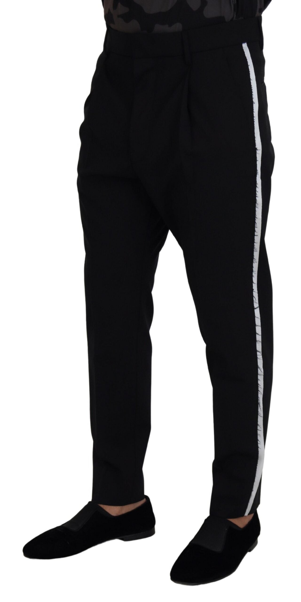 Dsquared² Back White Lined Side Wool Tapered Pants