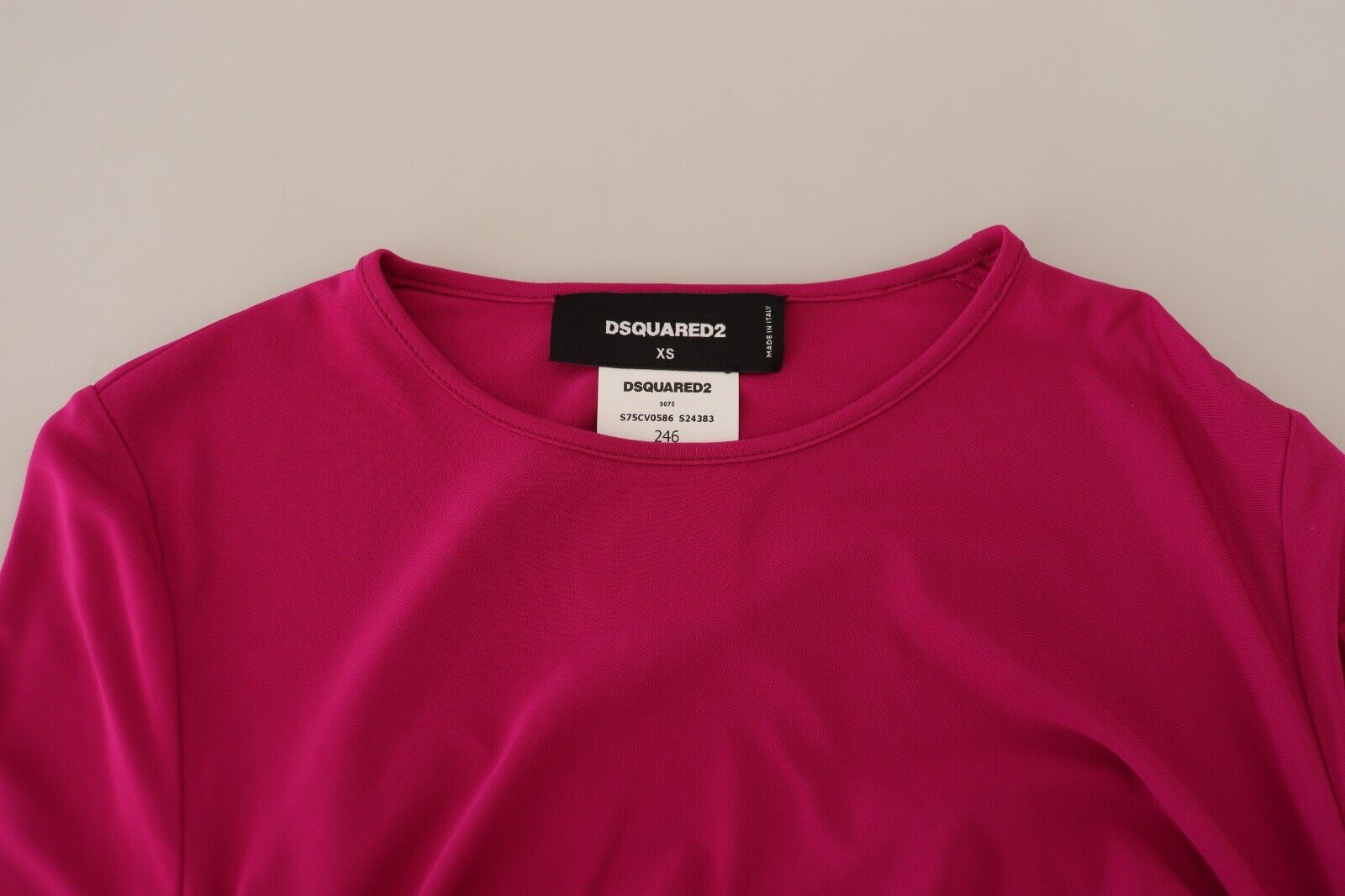 Dsquared² Fuchsia Viscose Long Sleeves Ruched Mini Dress