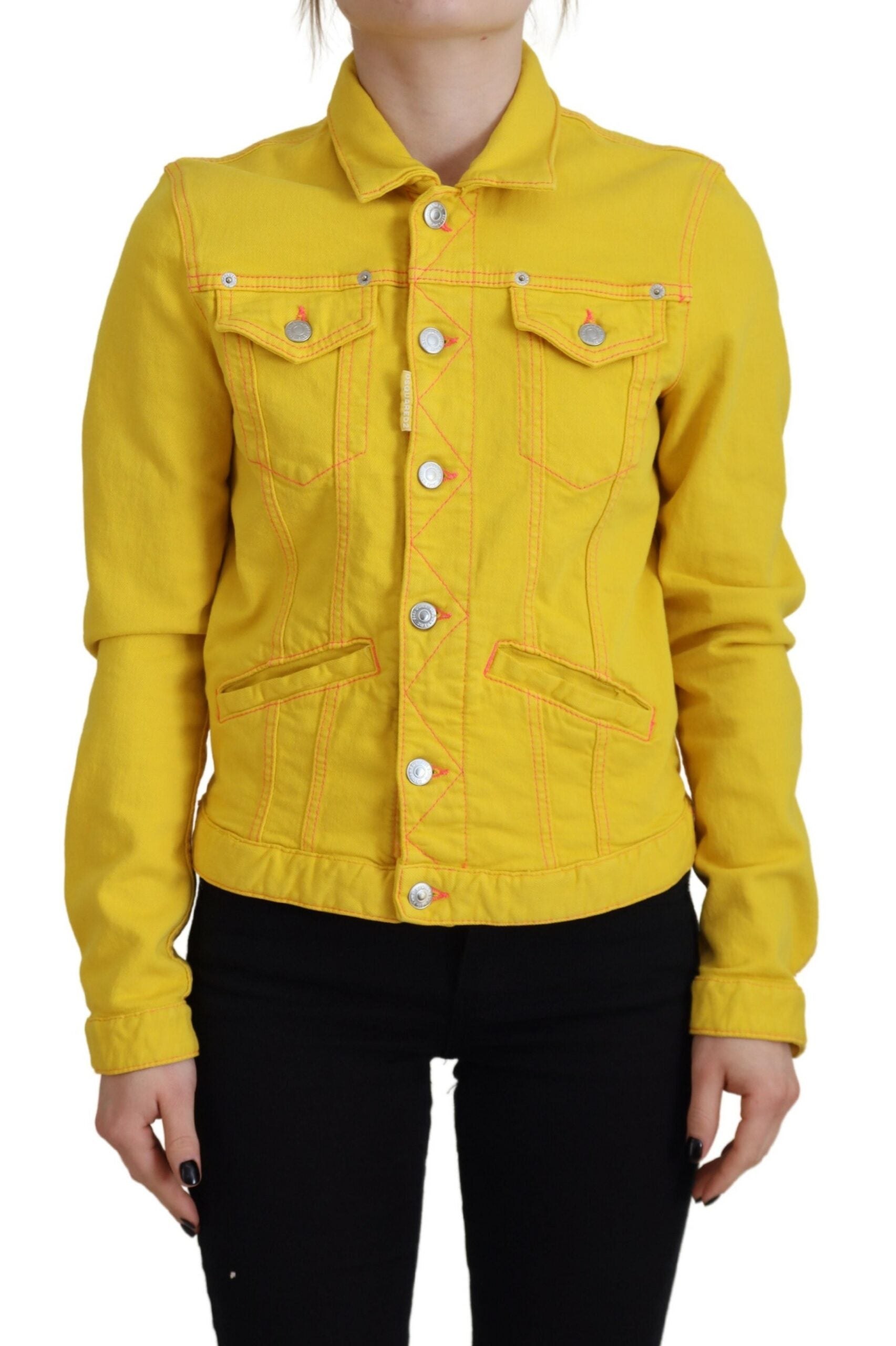 Dsquared² Yellow Collared Long Sleeves Denim Jacket