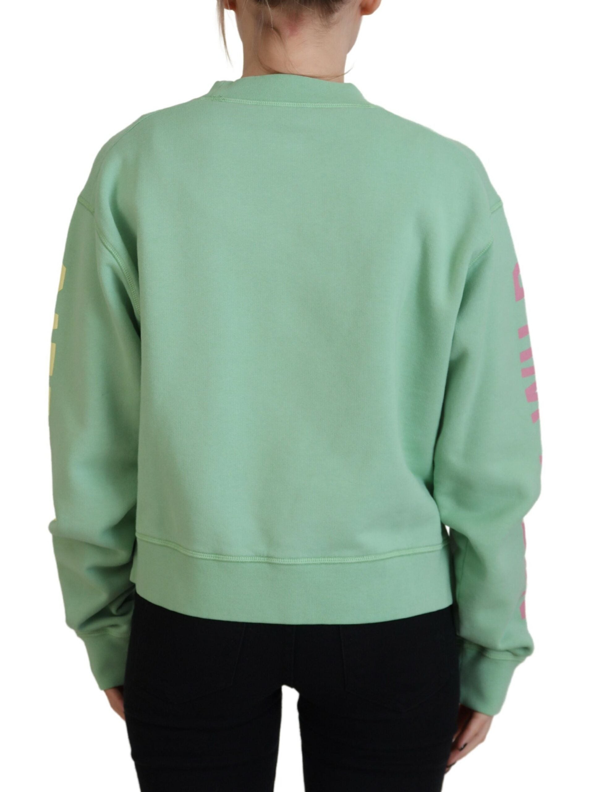 Dsquared² Green Logo Printed Crew Neck Long Sleeve Sweater