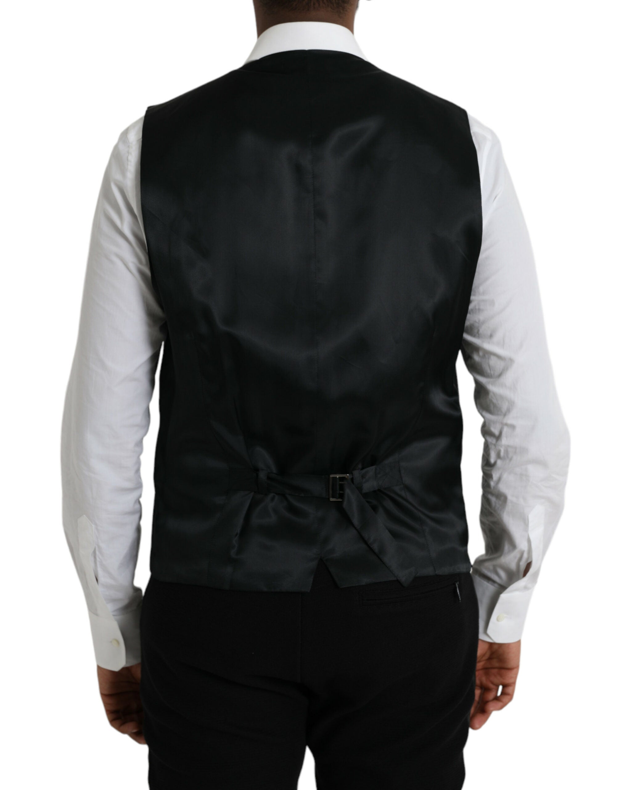 Dolce & Gabbana Black Wool Waistcoat Dress Formal Vest