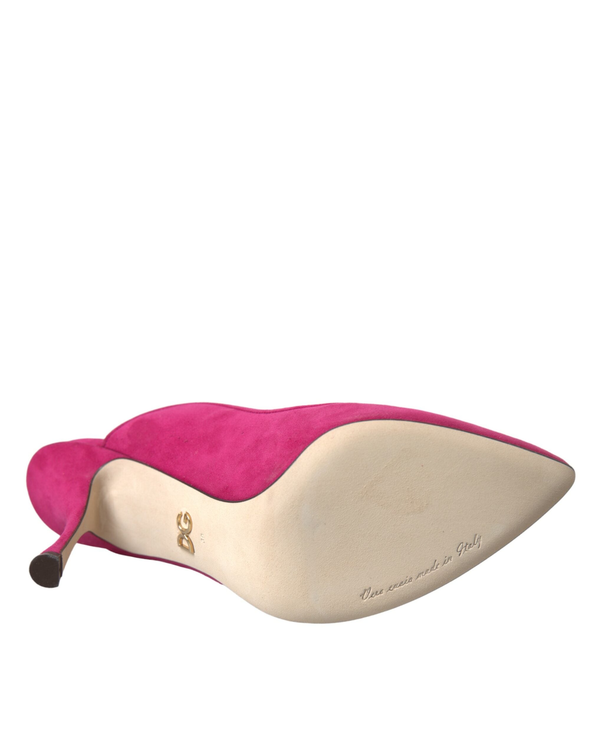 Dolce & Gabbana Fuchsia Suede Leather Mules Sandals Shoes