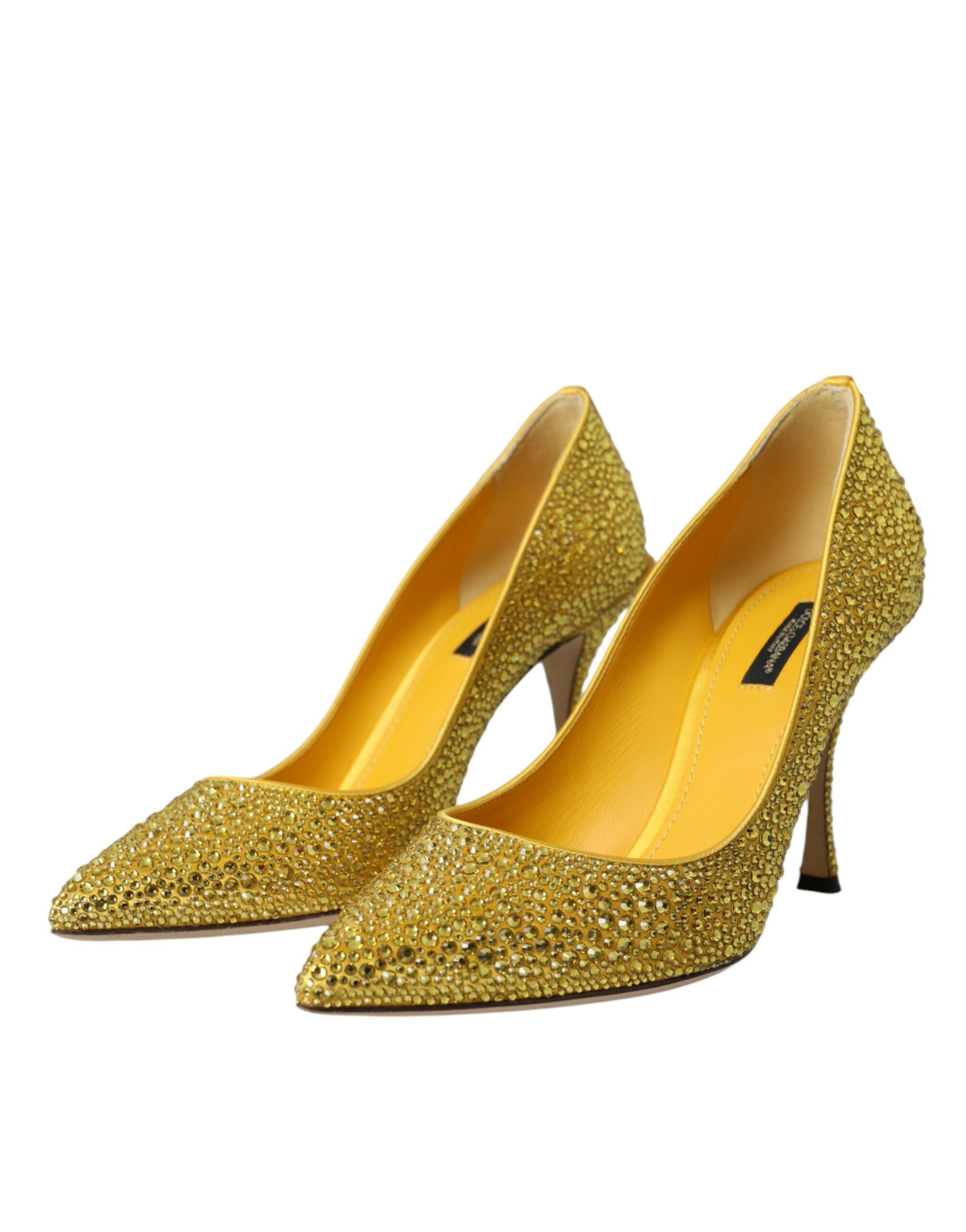 Dolce & Gabbana Yellow Strass Crystal Heels Pumps Shoes