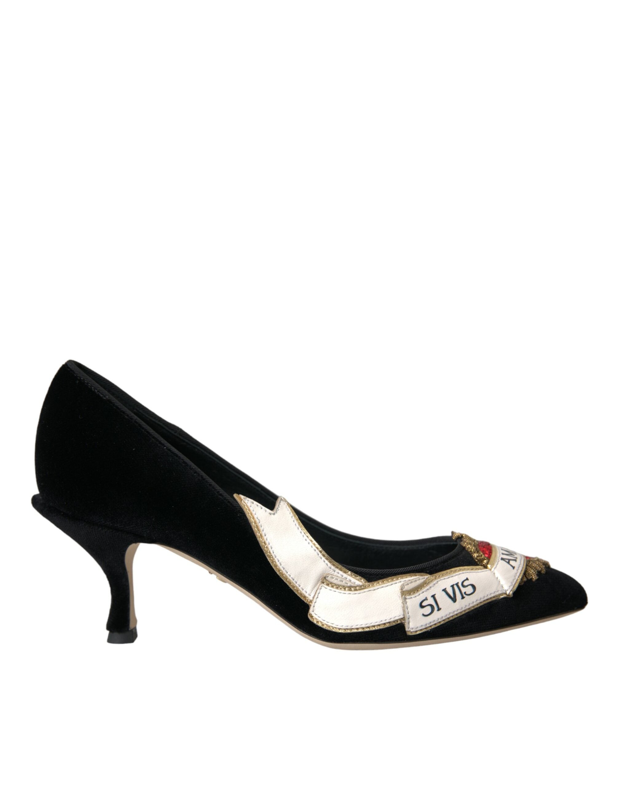 Dolce & Gabbana Black Suede Leather Amari Heels Pumps Shoes