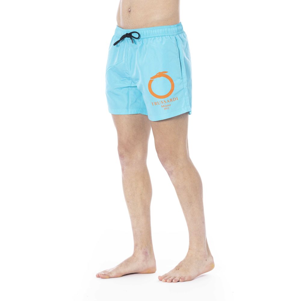 Trussardi Beachwear Light Blue Polyester Swimwear