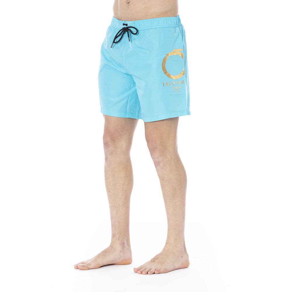 Trussardi Beachwear Light Blue Polyester Swimwear