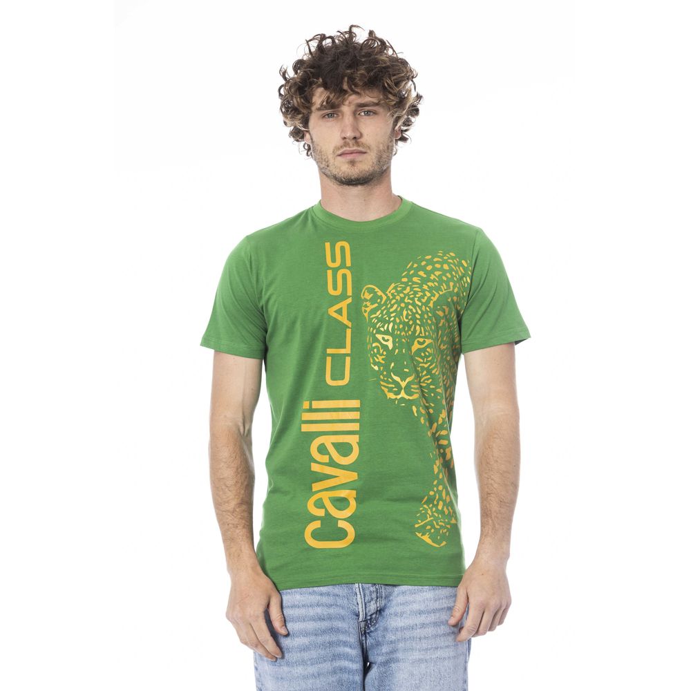 Cavalli Class Green Cotton Men T-Shirt