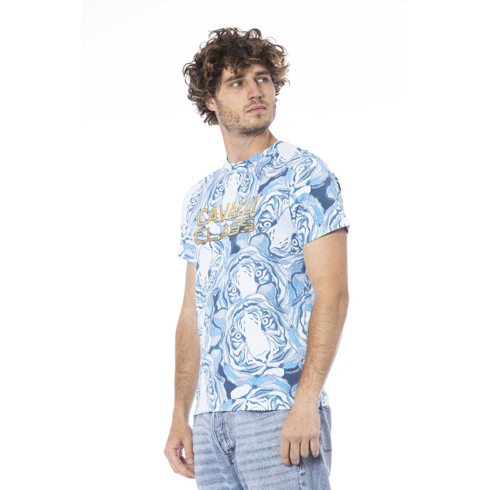 Cavalli Class Light Blue Cotton Men T-Shirt