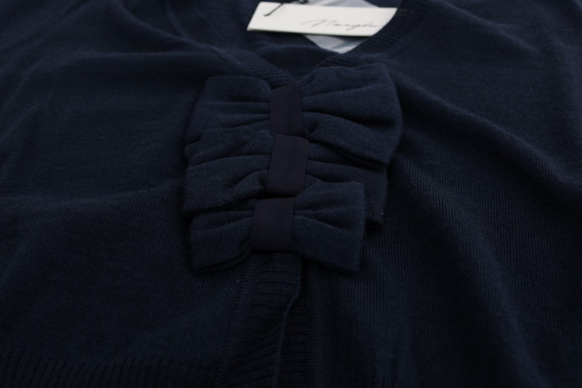 MARGHI LO' Élégant Cardigan en Laine Bleu