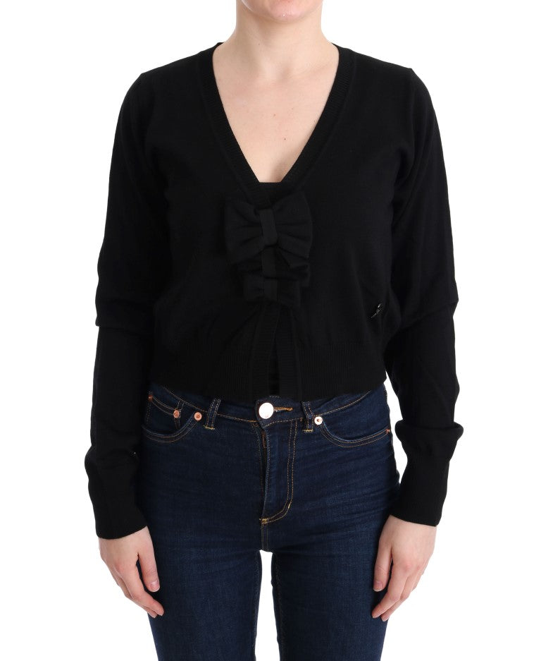 MARGHI LO' Élégant pull cardigan en laine noire