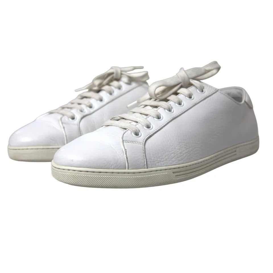 Dolce & Gabbana White Leather Lace Up Sneakers Saint Tropez Shoes