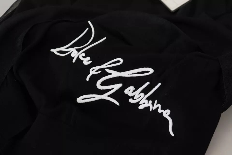 Dolce & Gabbana Black Polyester Logo Men Pullover Sweater