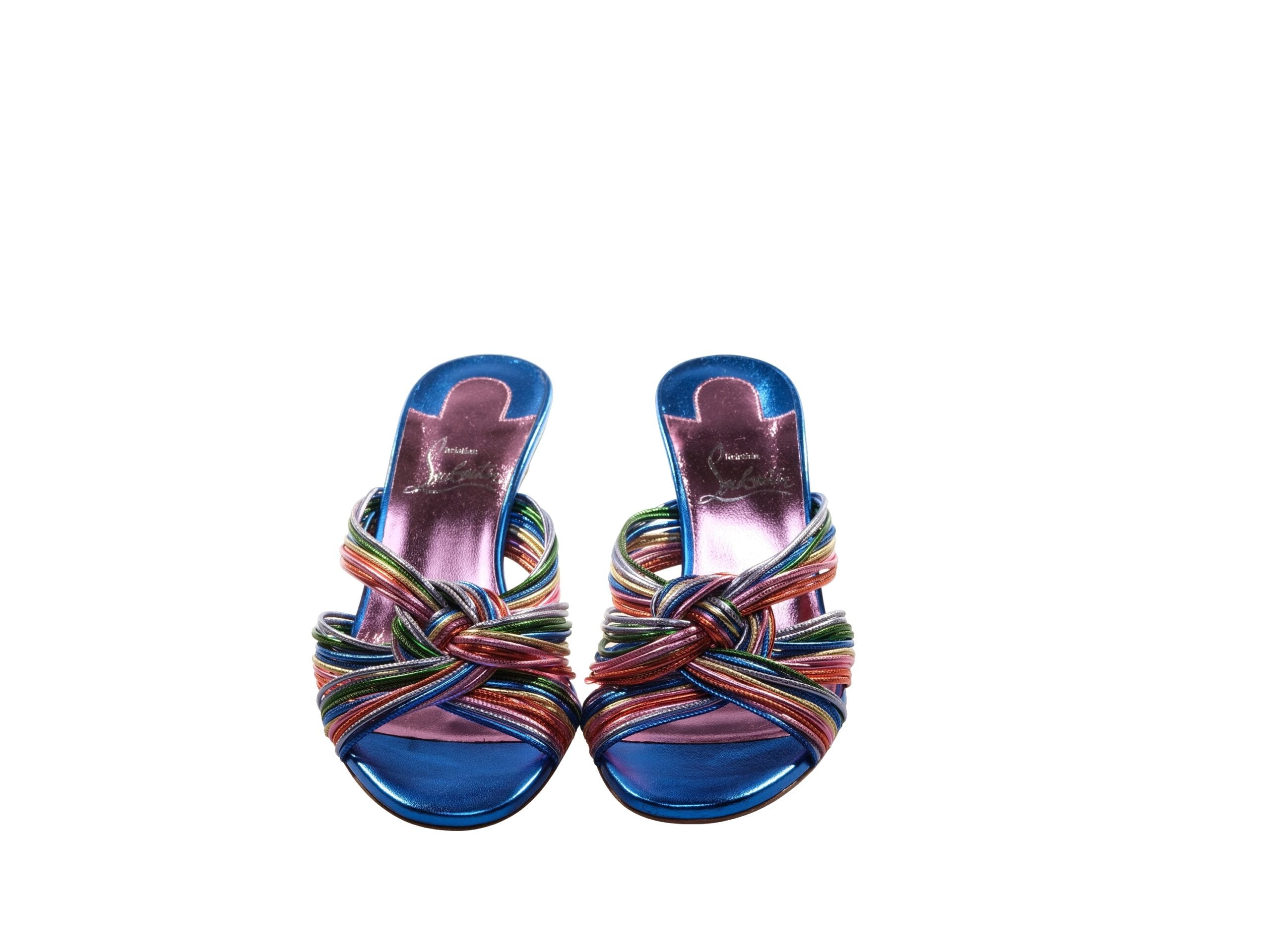 Christian Louboutin Multitaski 70 Multicolour Leather Kitten Heel Sandals