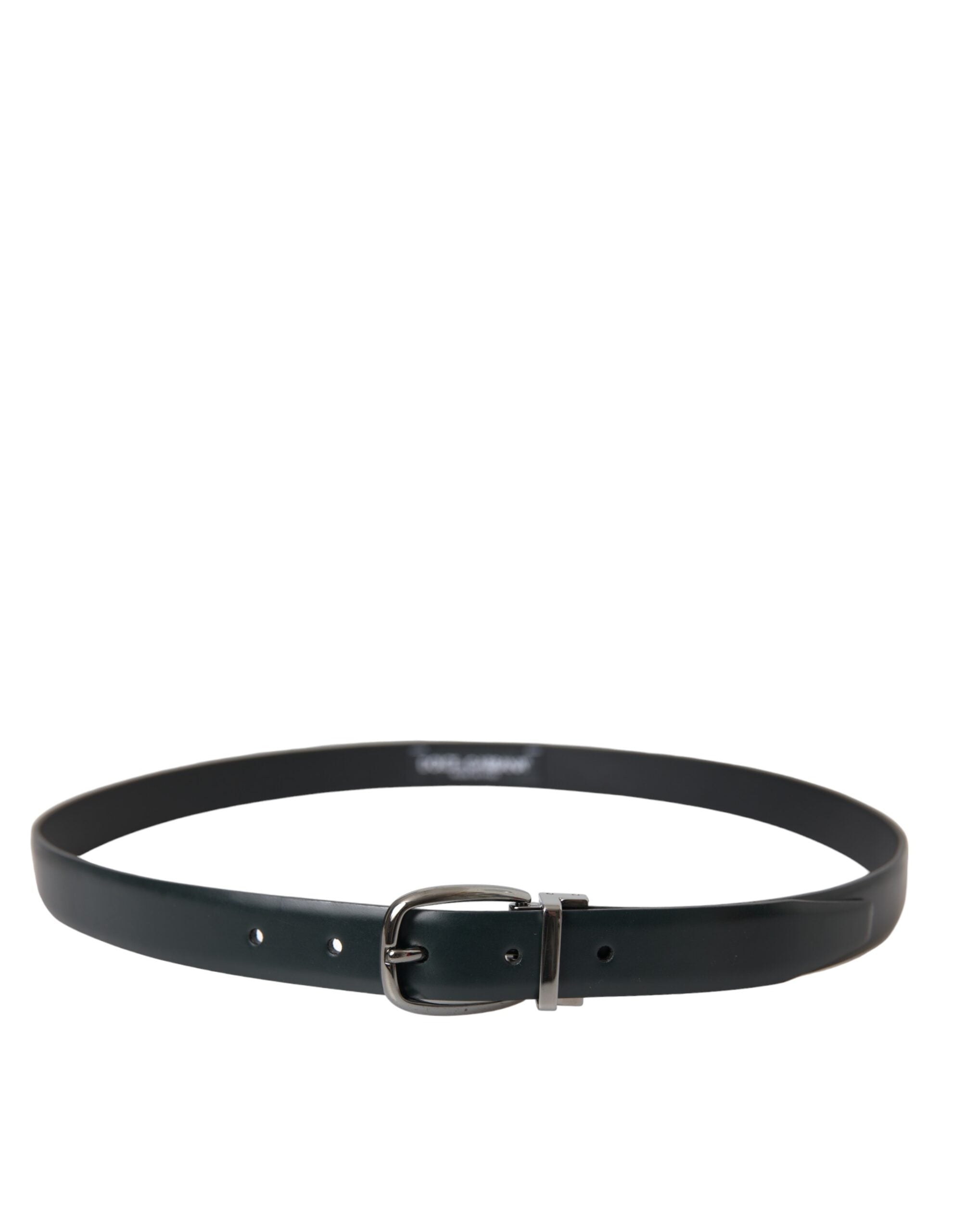 Dolce & Gabbana Black Leather Silver Metal Buckle Belt Men