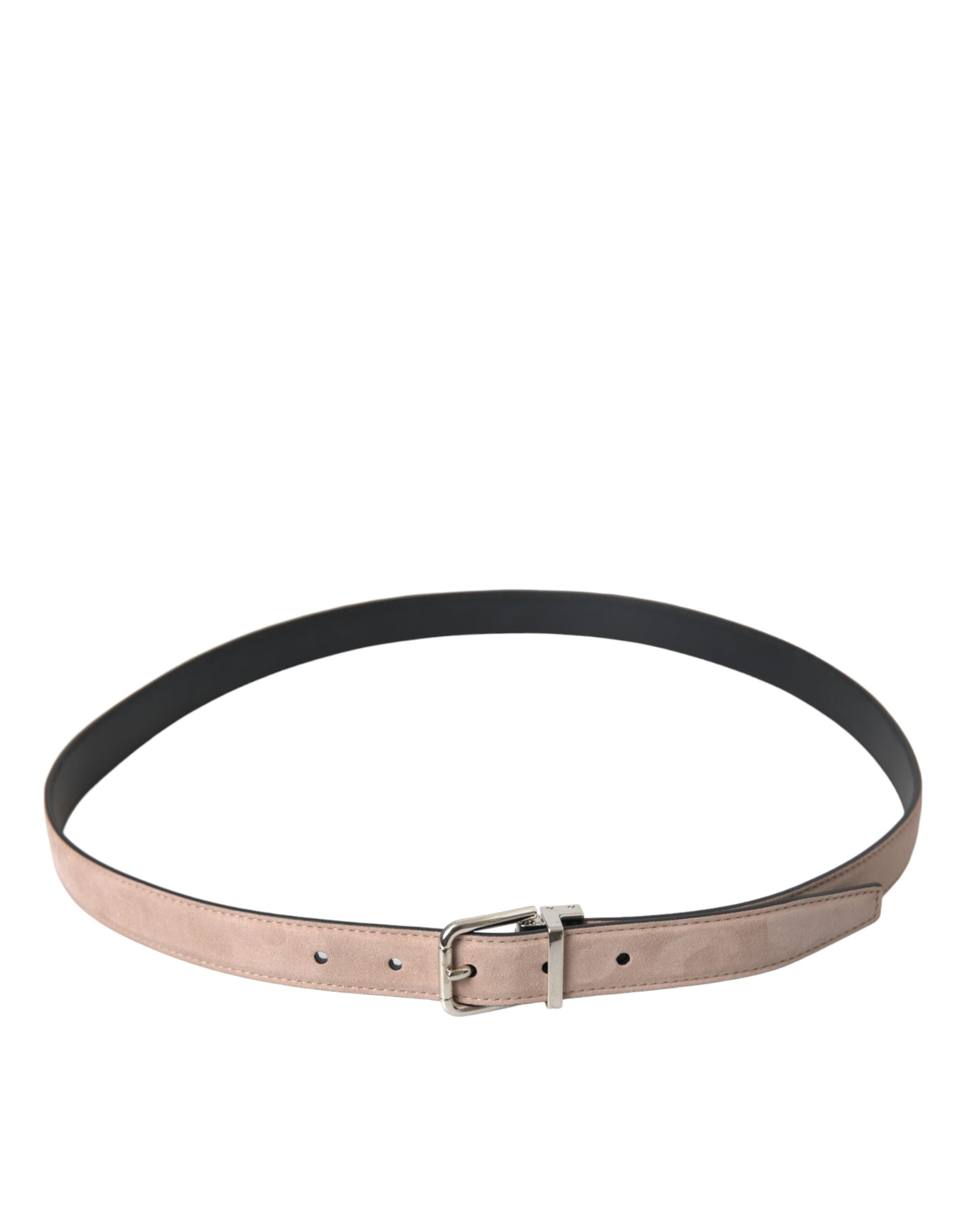 Dolce & Gabbana Beige Suede Leather Silver Buckle Belt Men