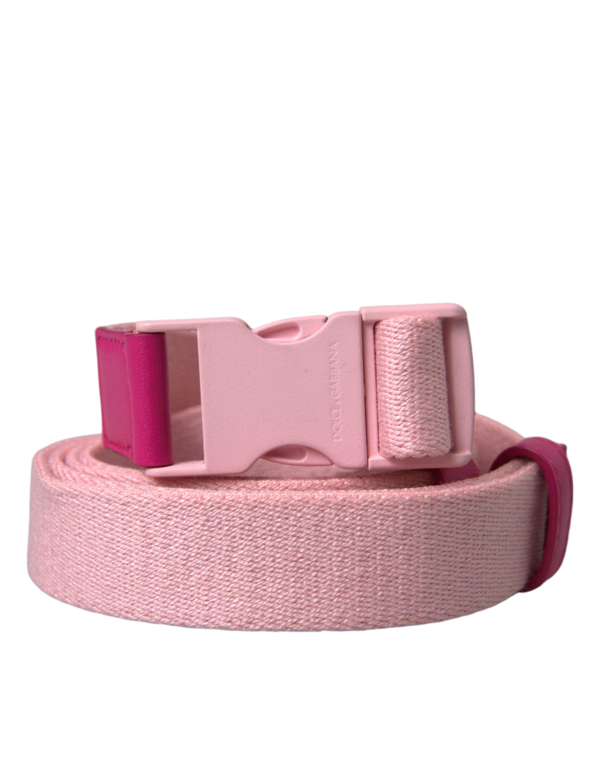 Dolce & Gabbana Pink Canvas Stretch Plastic Buckle Women Belt