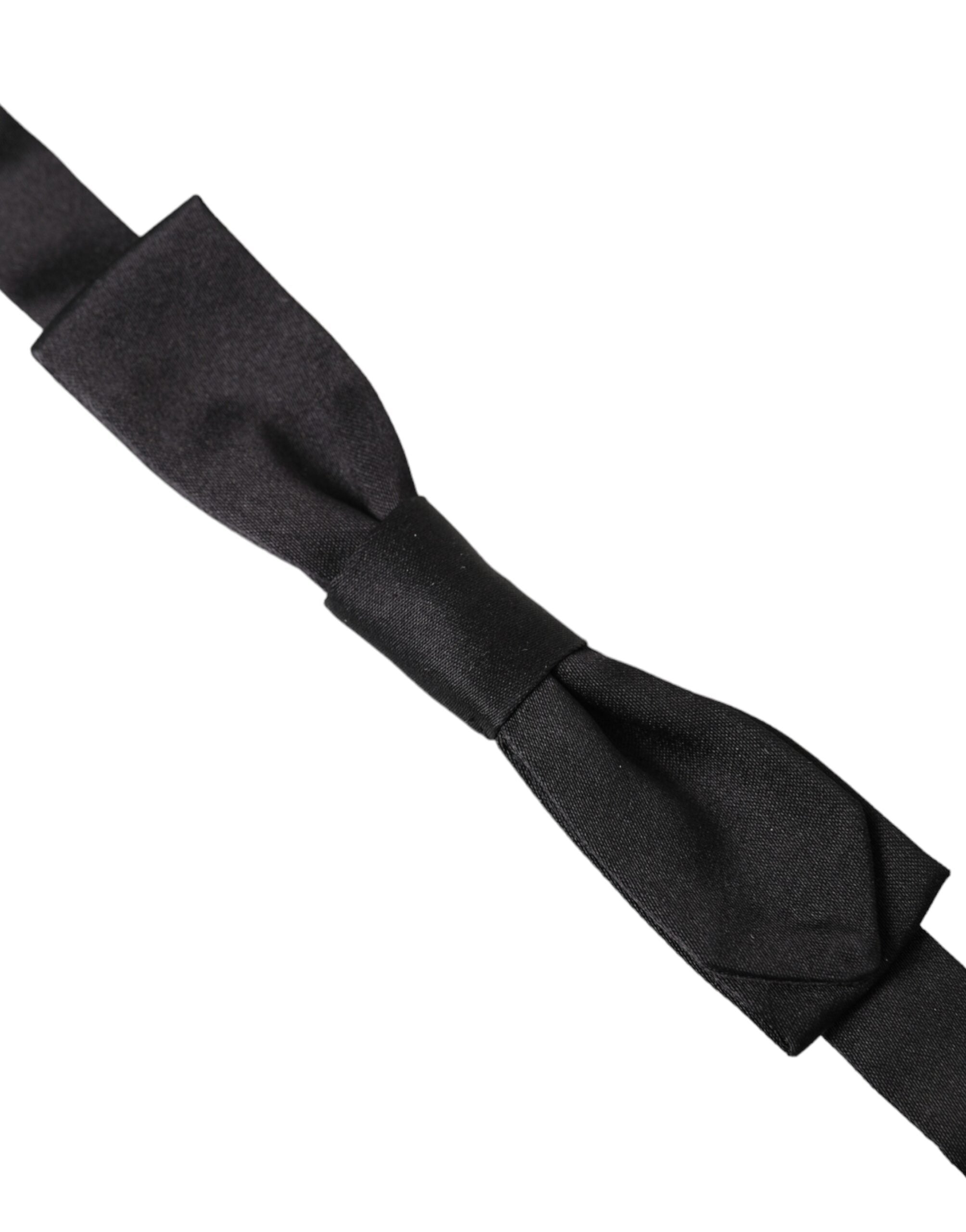 Dolce & Gabbana Black Silk Adjustable Neck Men Bow Tie