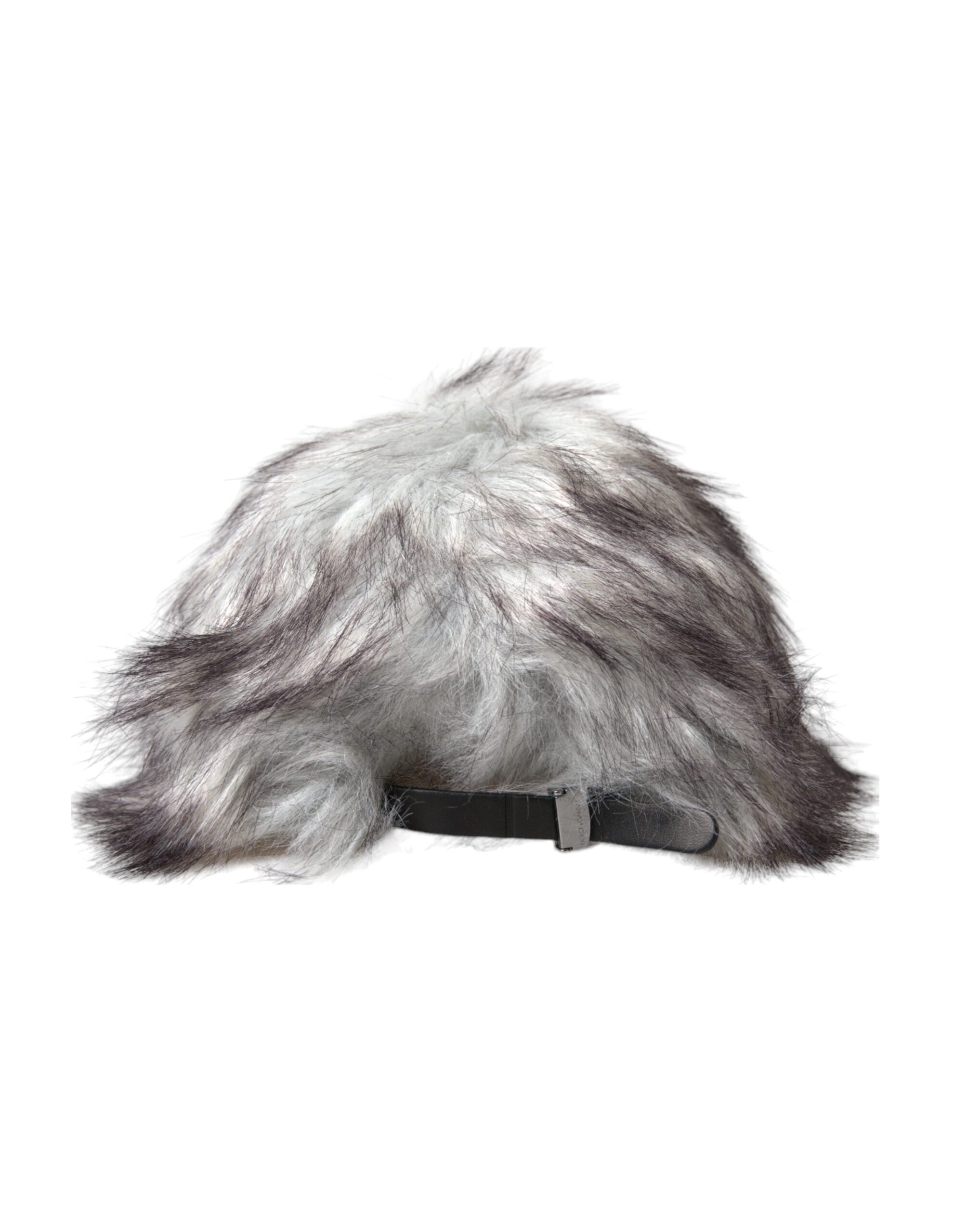 Dolce & Gabbana Black White Faux Fur Baseball Hat Men