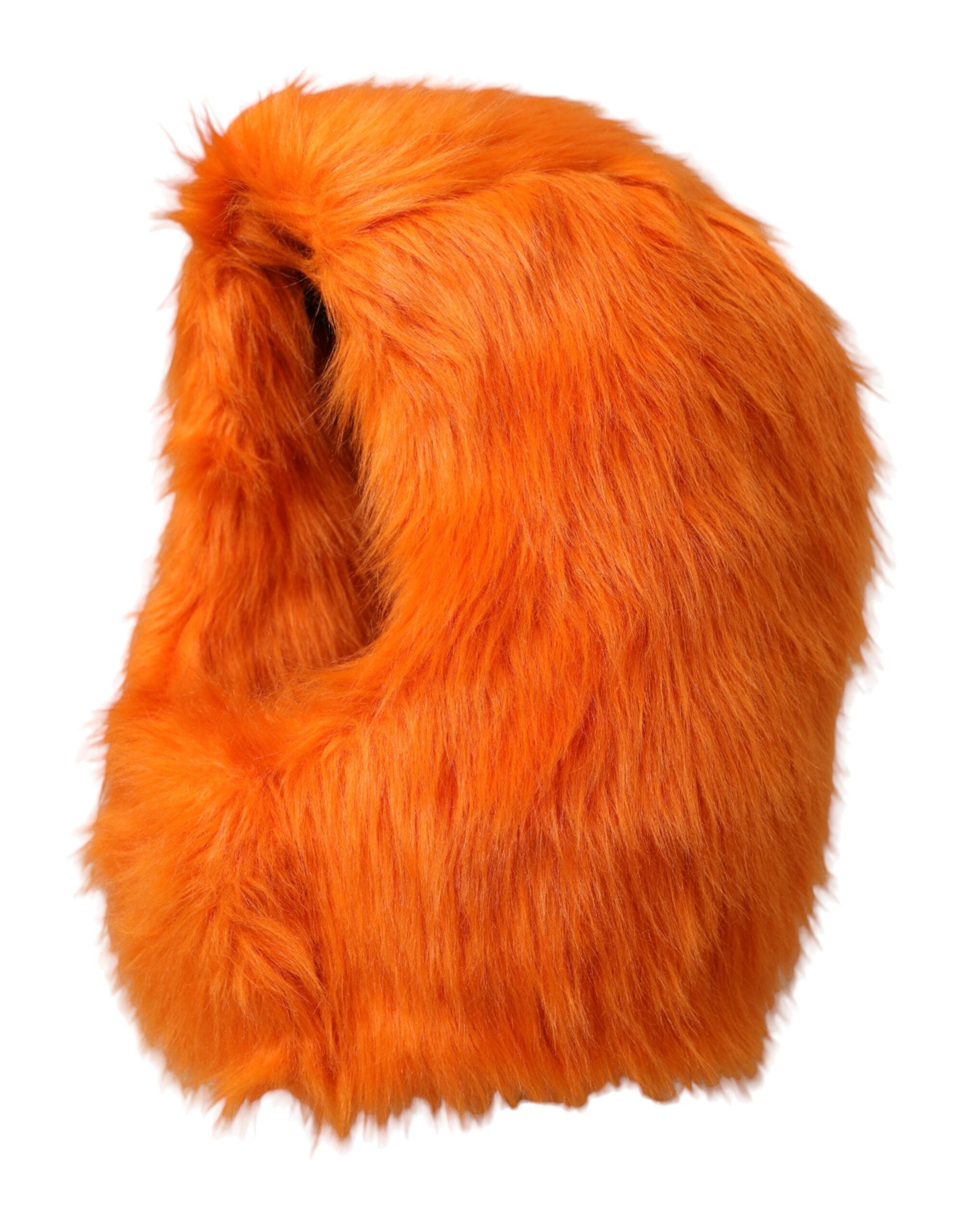 Dolce & Gabbana Orange Faux Fur Whole Head Wrap Hat