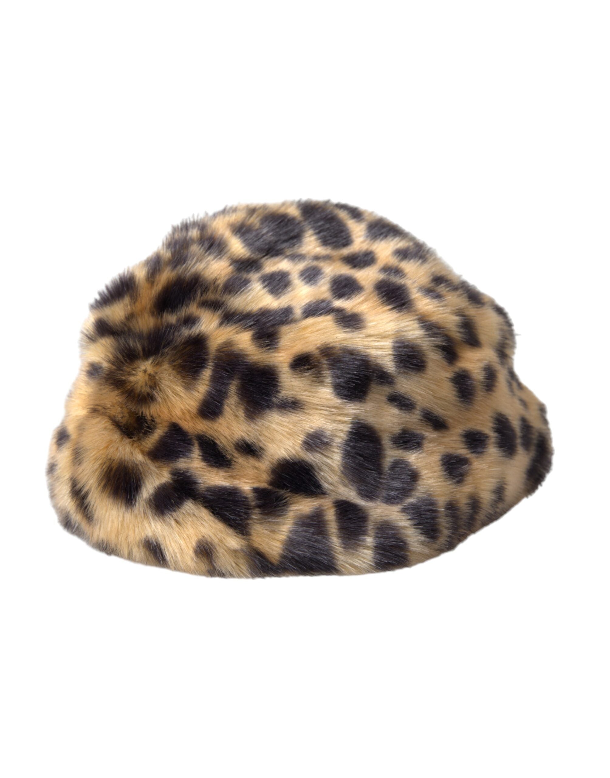 Dolce & Gabbana Brown Leopard Fur Women Bucket Hat