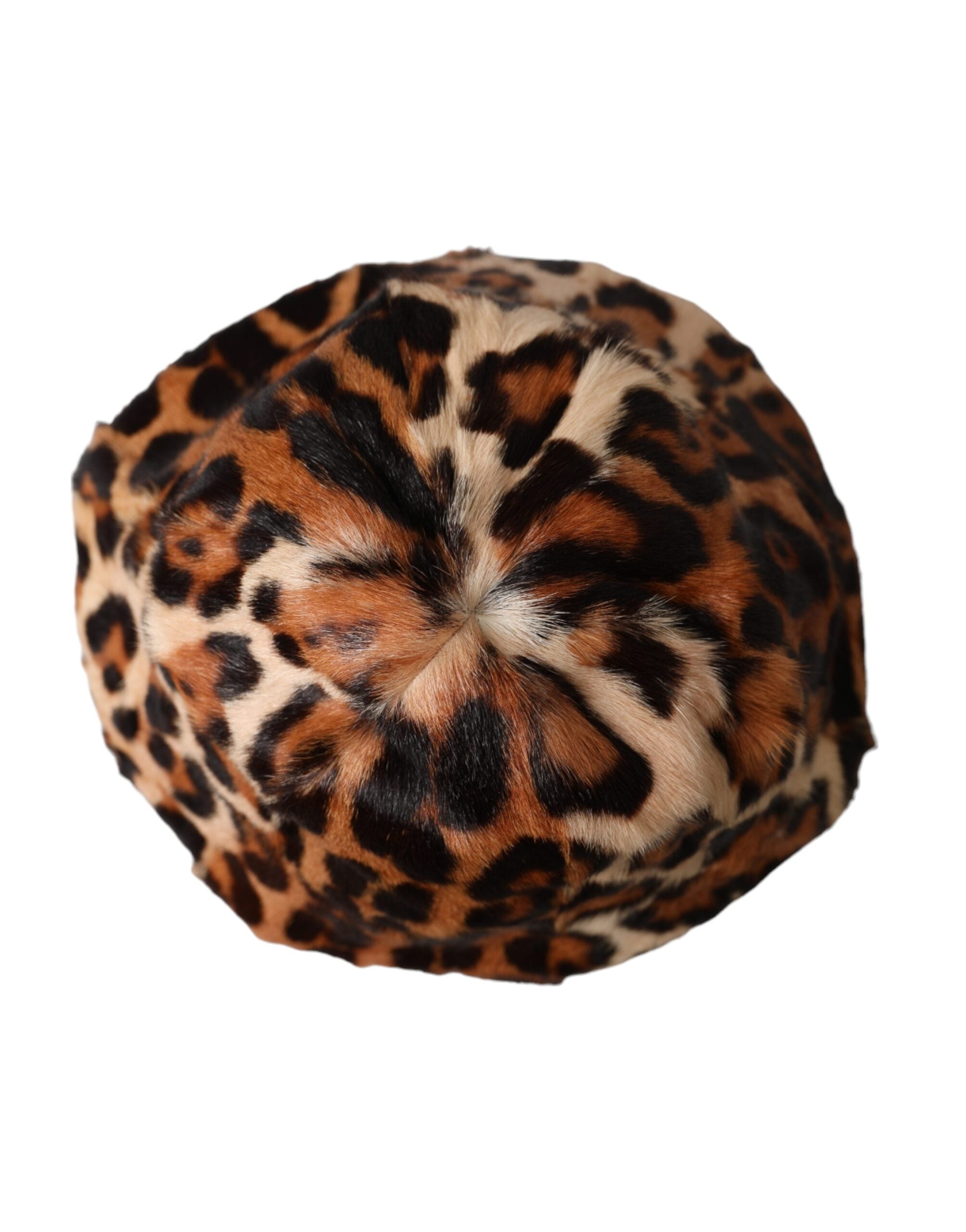 Dolce & Gabbana Brown Leopard Fur Women Bucket Hat