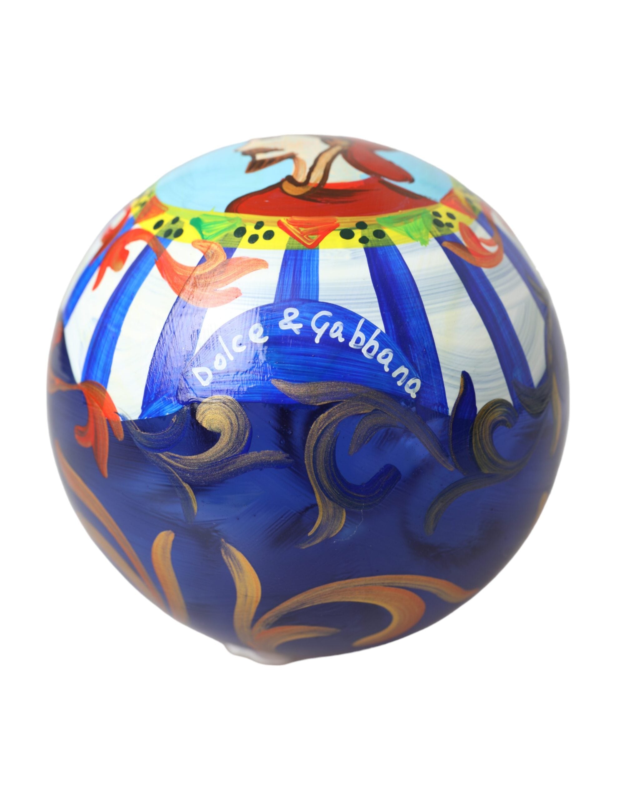 Dolce & Gabbana Multicolor Carretto Print Round Ornament Christmas Ball