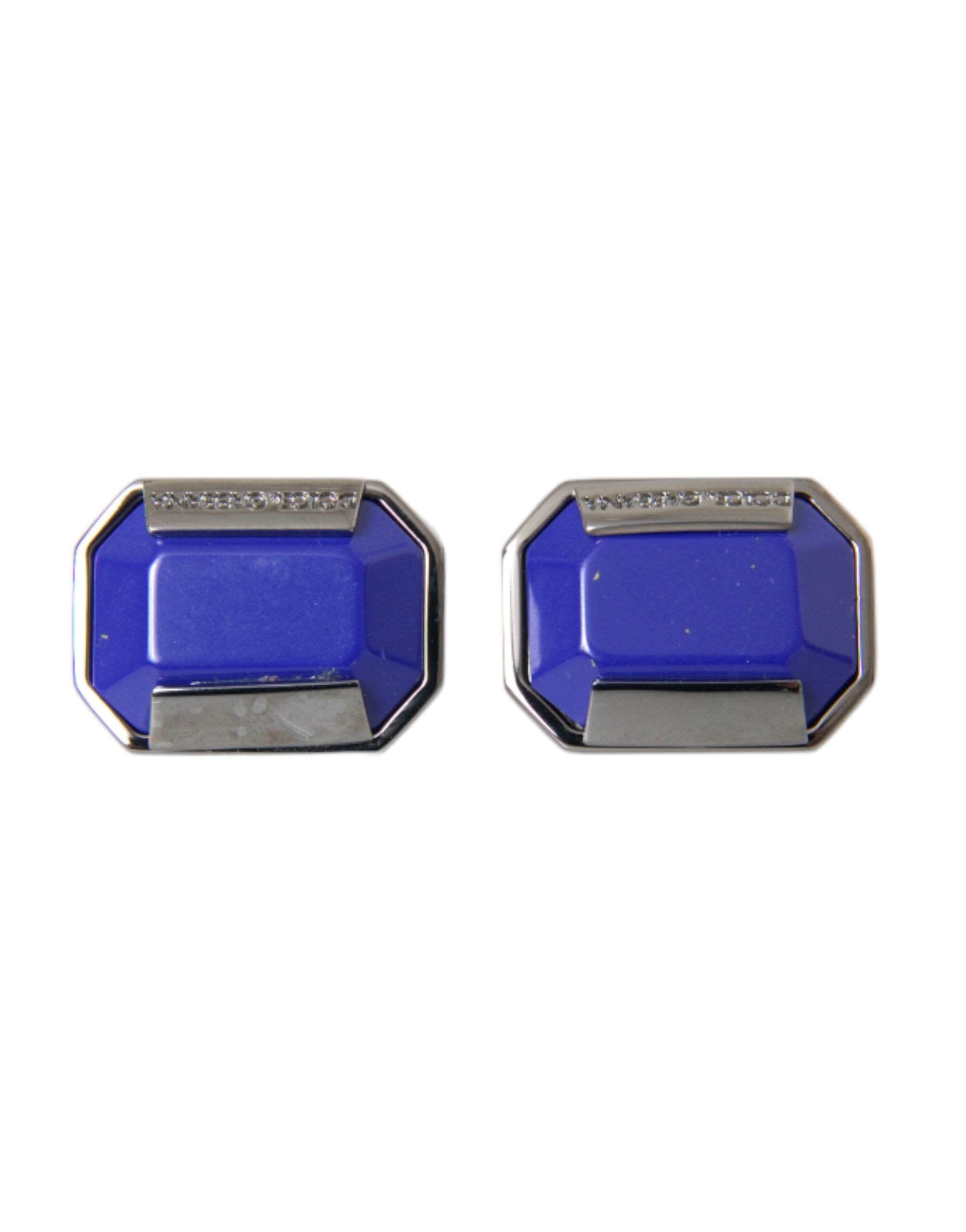 Dolce & Gabbana Silver Plated Brass Pin Crystal Cufflinks