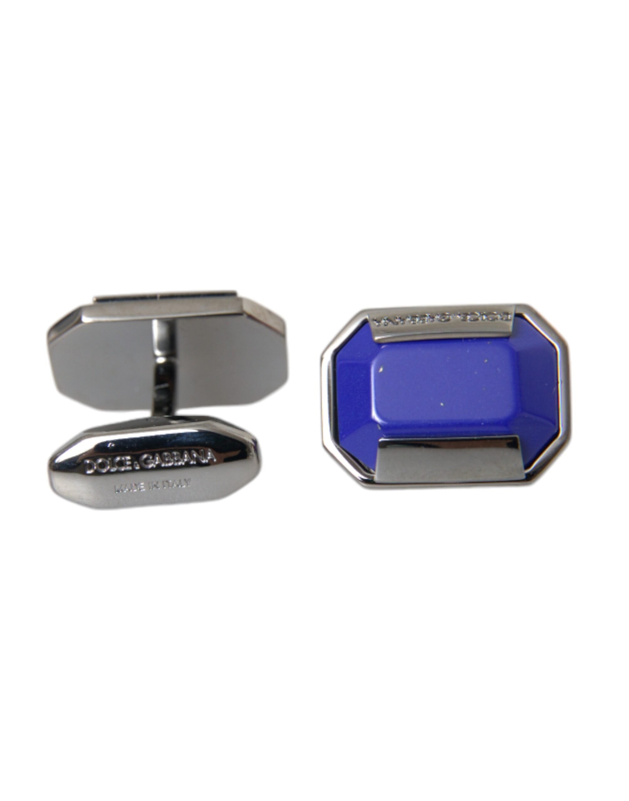 Dolce & Gabbana Silver Plated Brass Pin Crystal Cufflinks