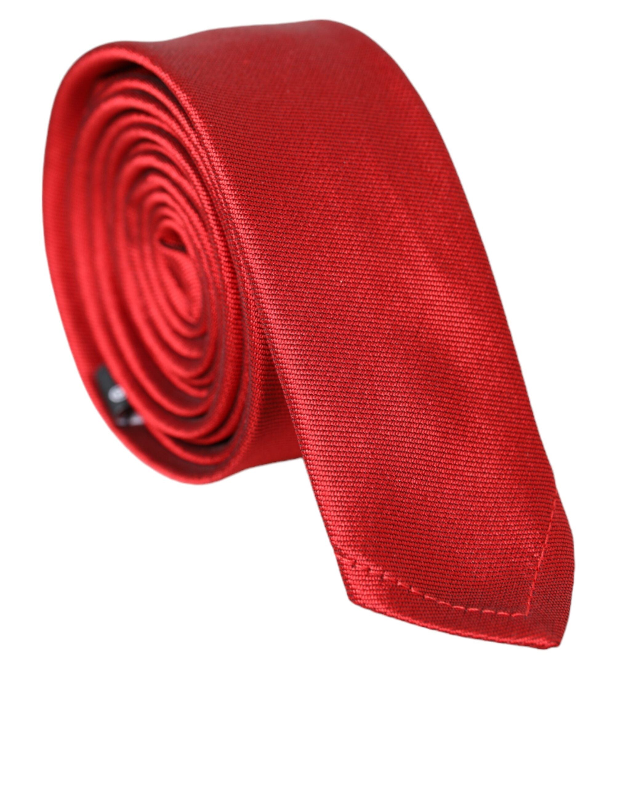 Dolce & Gabbana Red Solid Silk Adjustable Tie Men