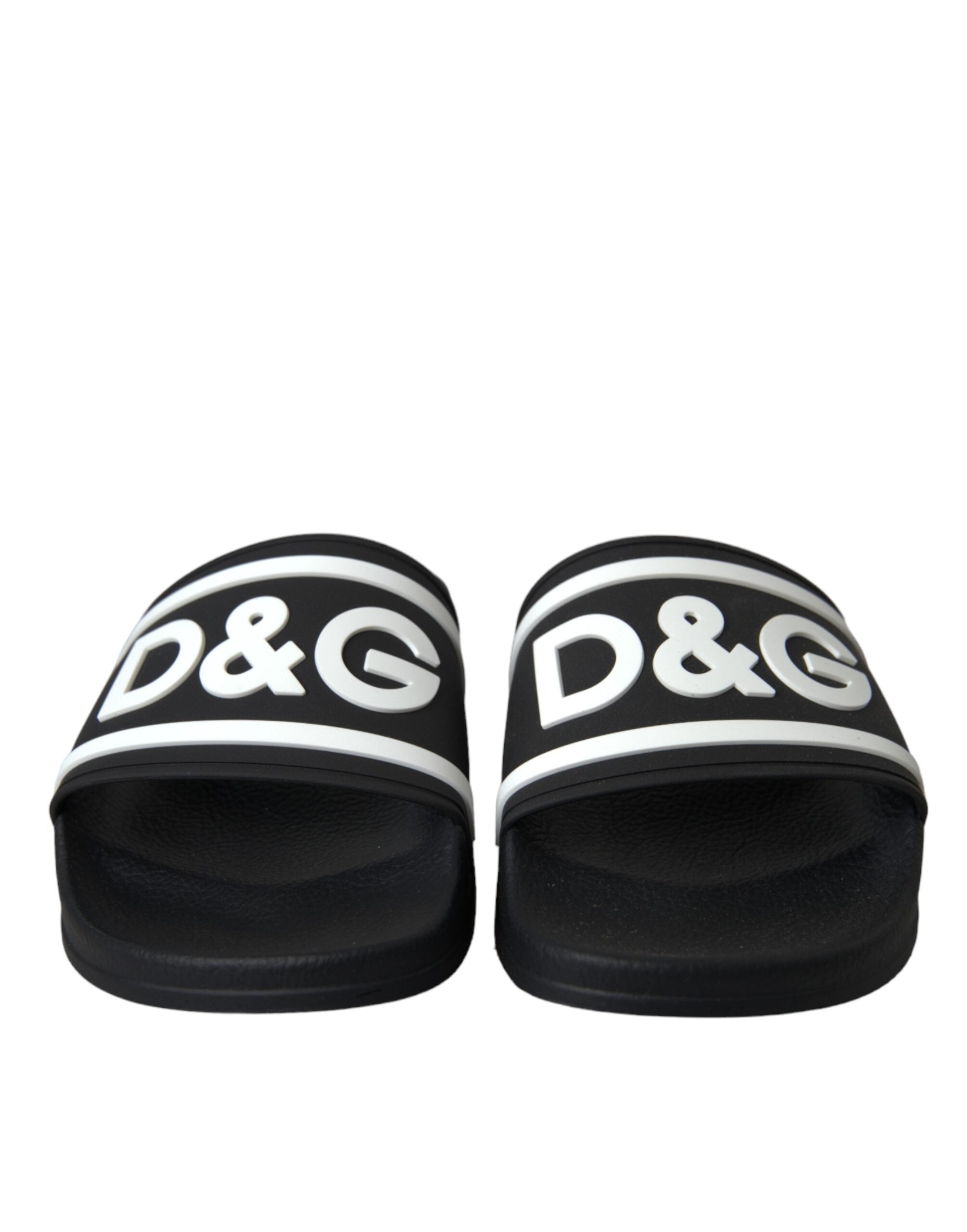 Dolce & Gabbana Black White Sandals Rubber Beachwear Shoes