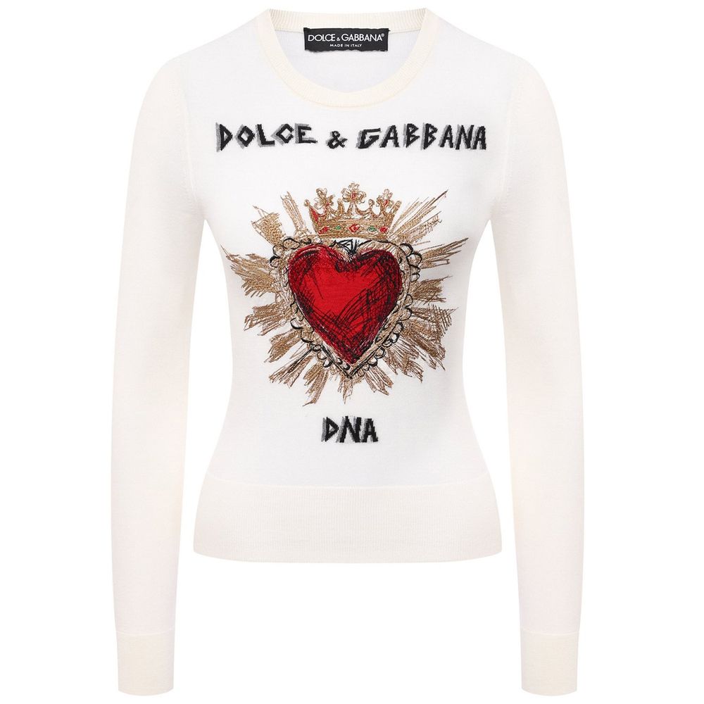 Dolce & Gabbana White Wool Sweater