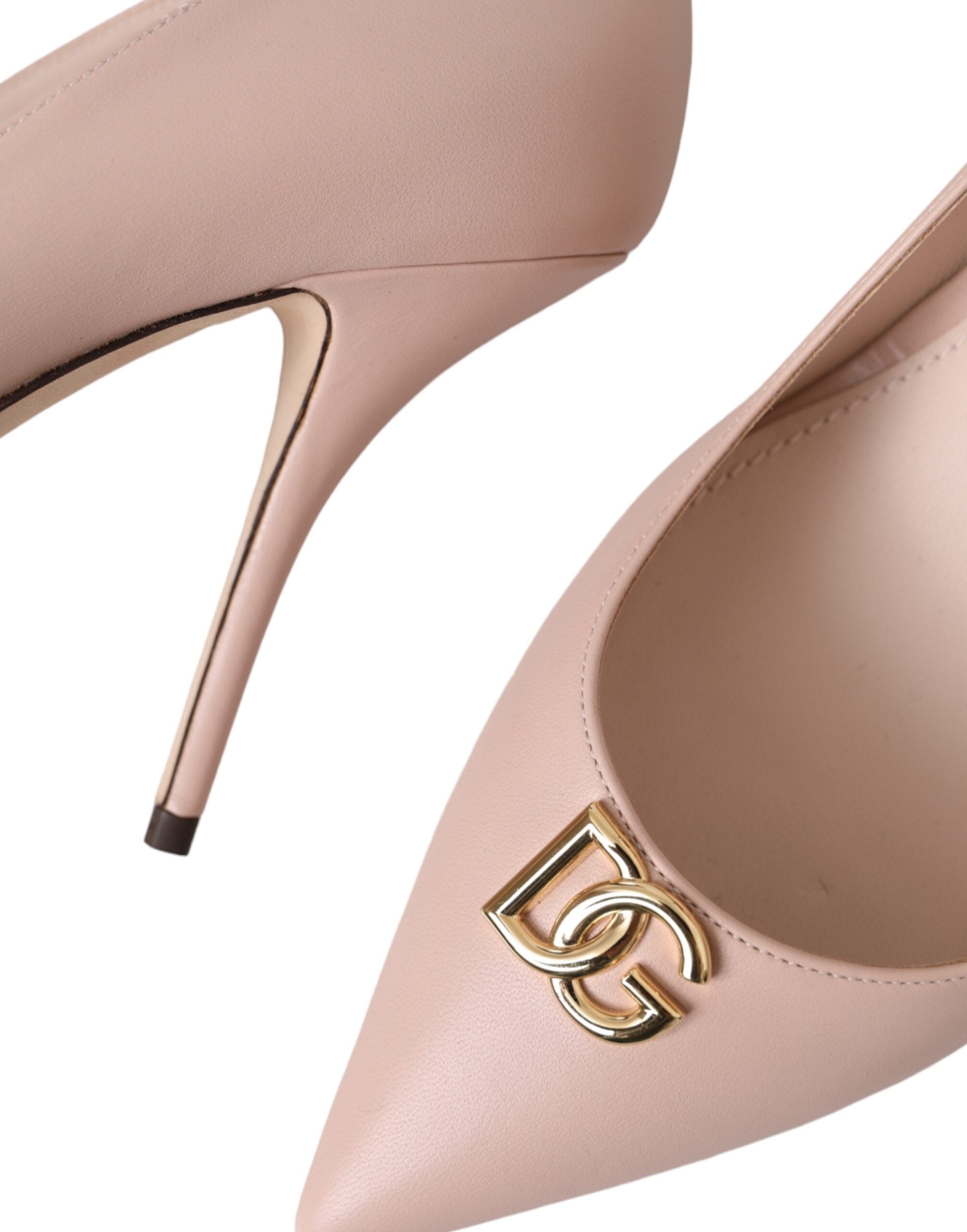 Dolce & Gabbana Beige Lamb Leather Logo Pumps Heels Shoes