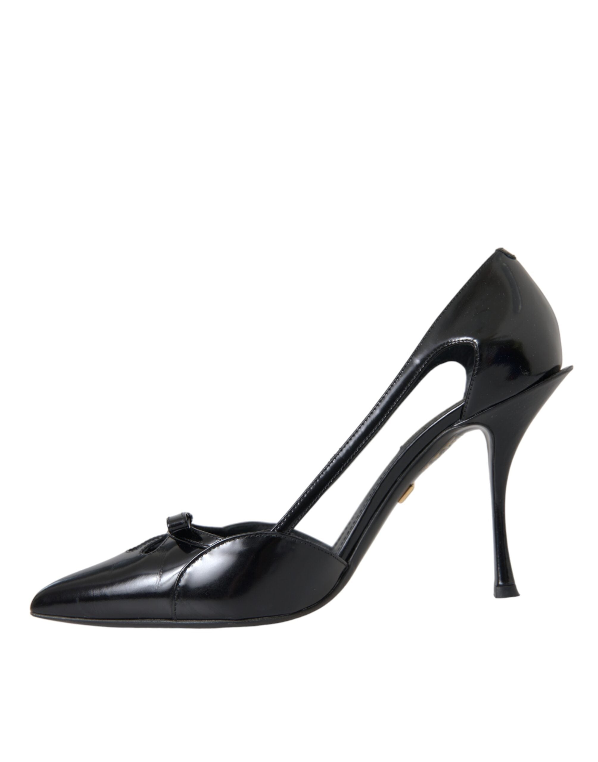 Dolce & Gabbana Black Calf Leather Pointed Heels Pumps Shoes