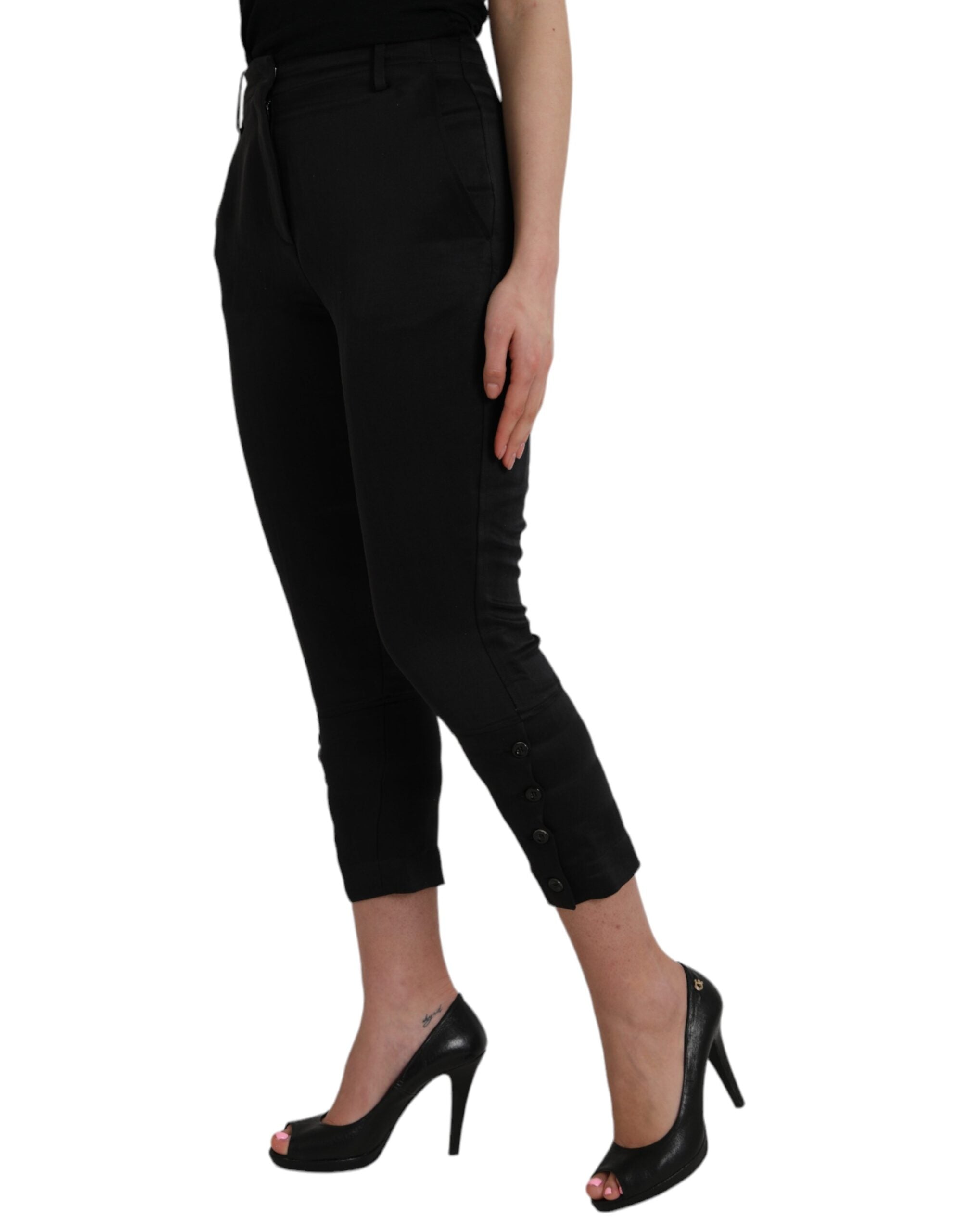 Ermanno Scervino Black High Waist Capri Cropped Pants