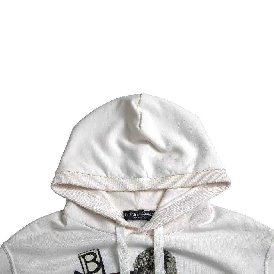 Dolce & Gabbana White Caesar Cotton Hooded Pullover Sweater