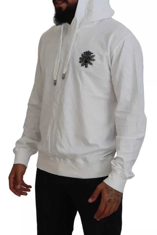 Dolce & Gabbana White Cotton Hooded Sweatshirt Sweater