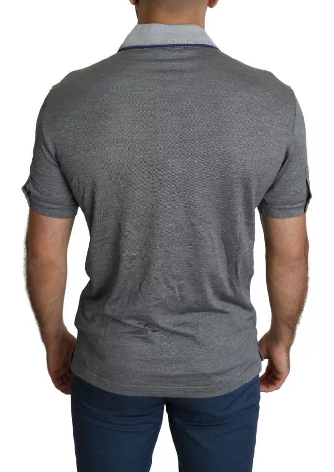 Dolce & Gabbana Gray Collared Silk Polo Top Shirt T-shirt