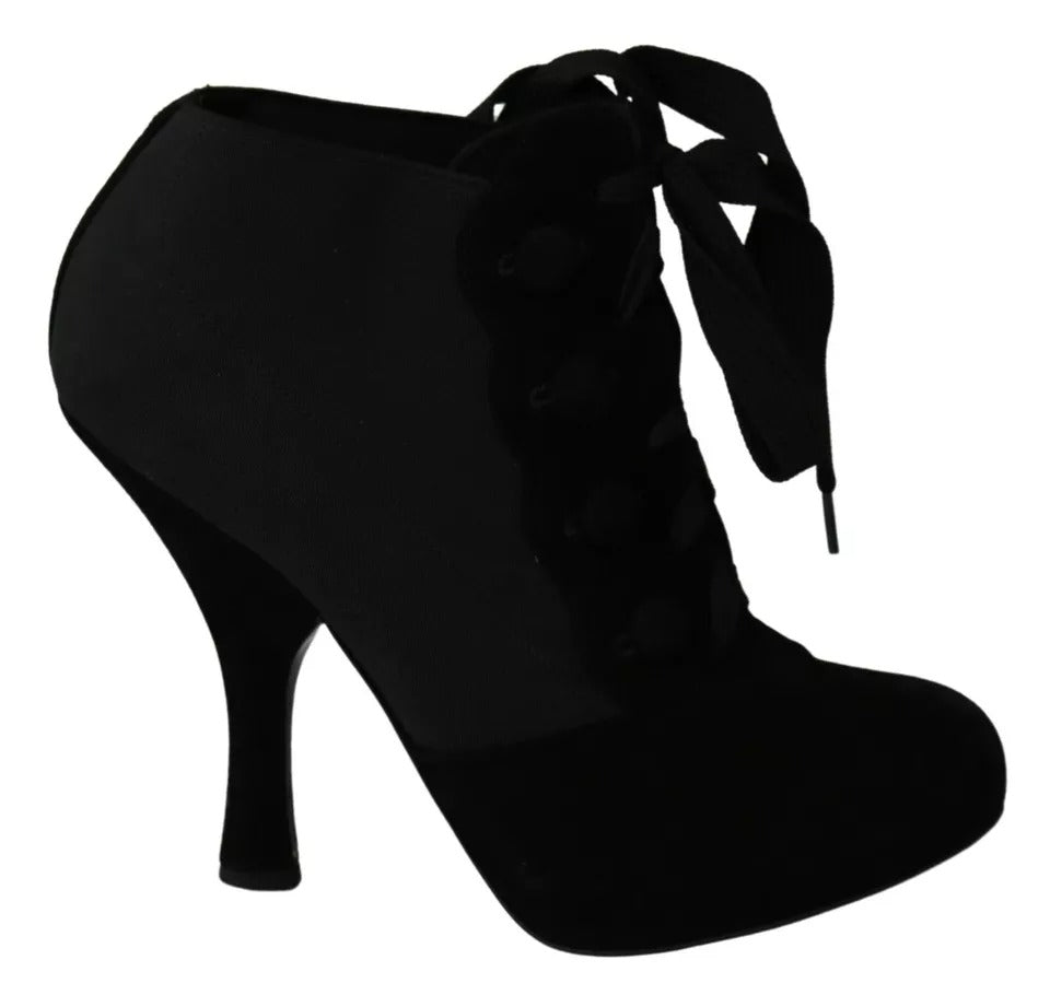 Dolce & Gabbana Black Suede Stretch Ankle Boots Booties Shoes