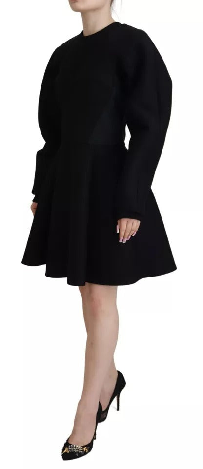 Dolce & Gabbana Black Long Sleeves A-line Mini Cotton Dress