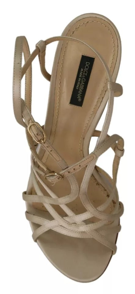 Dolce & Gabbana Gold Silk Ankle Strap Heels Sandals Shoes