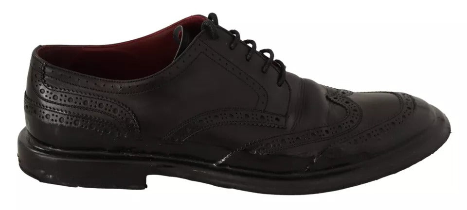 Dolce & Gabbana Black Leather Brogue Oxford Dress Shoes