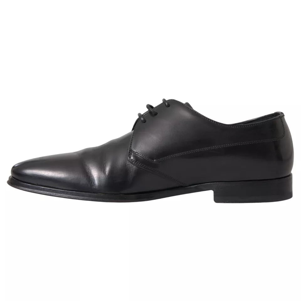 Dolce & Gabbana Black Leather Derby Formal Dress Men Shoes