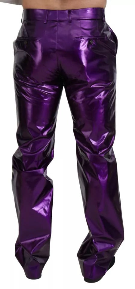 Dolce & Gabbana Purple Shining Men Casual Pants